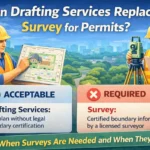 Can drafting services replace a survey for permits showing site plan drafting versus licensed survey requirements