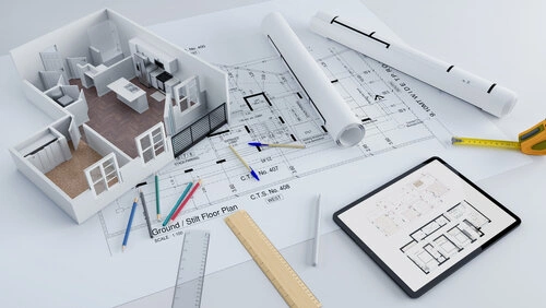 List of professional drafting services for residential permit approval, including site plans, floor plans, and elevation drawings.