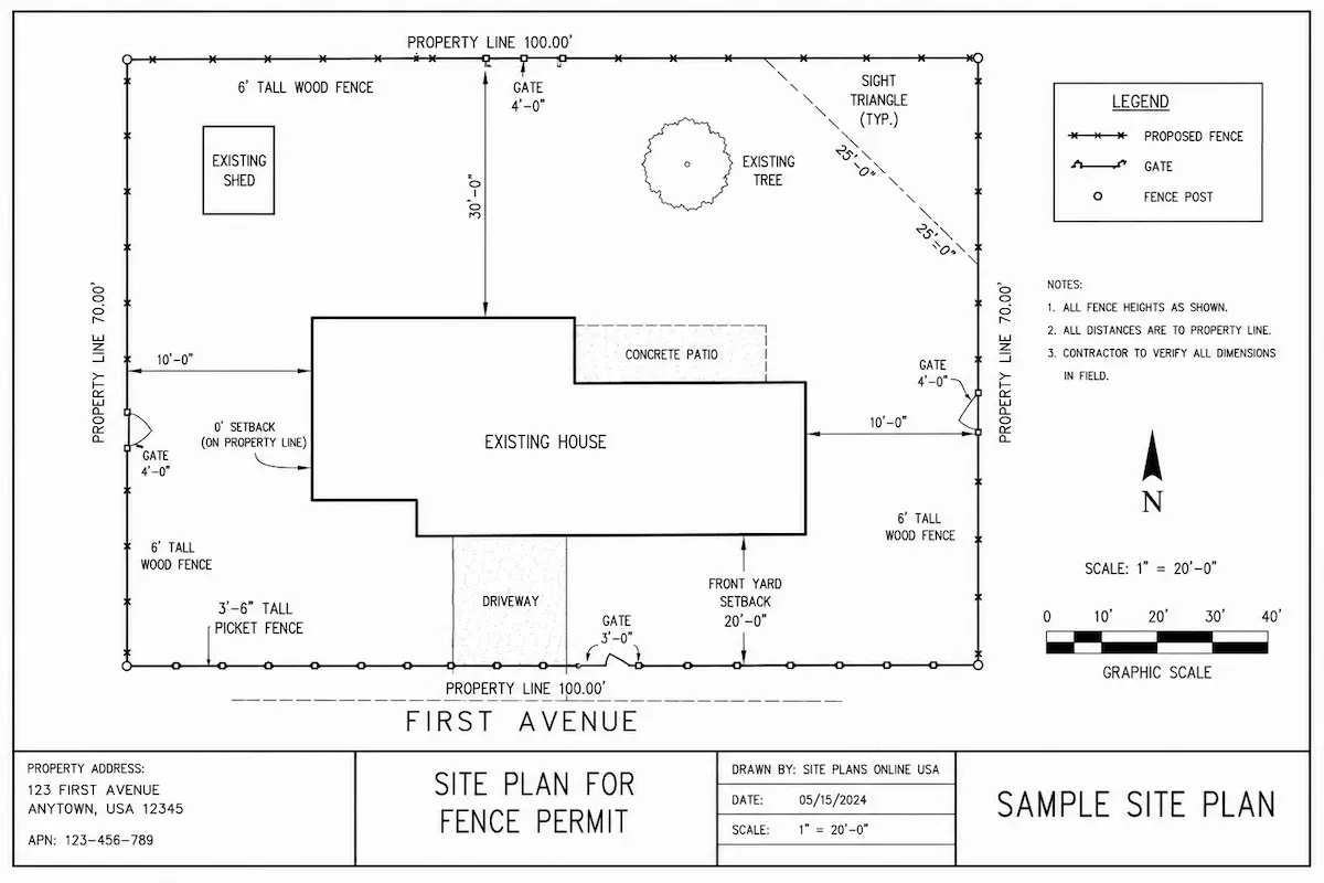 Site Plan for a Fence Permit