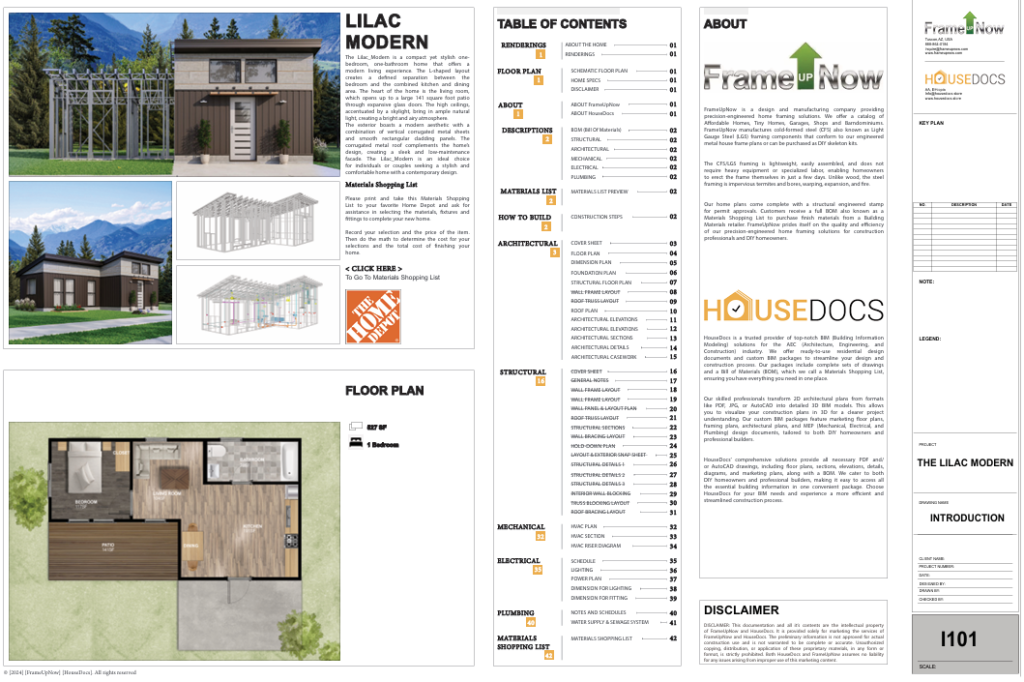 Cover sheet and table of contents for a complete residential construction plan set, including architectural, structural, mechanical, electrical, plumbing, and material schedules.