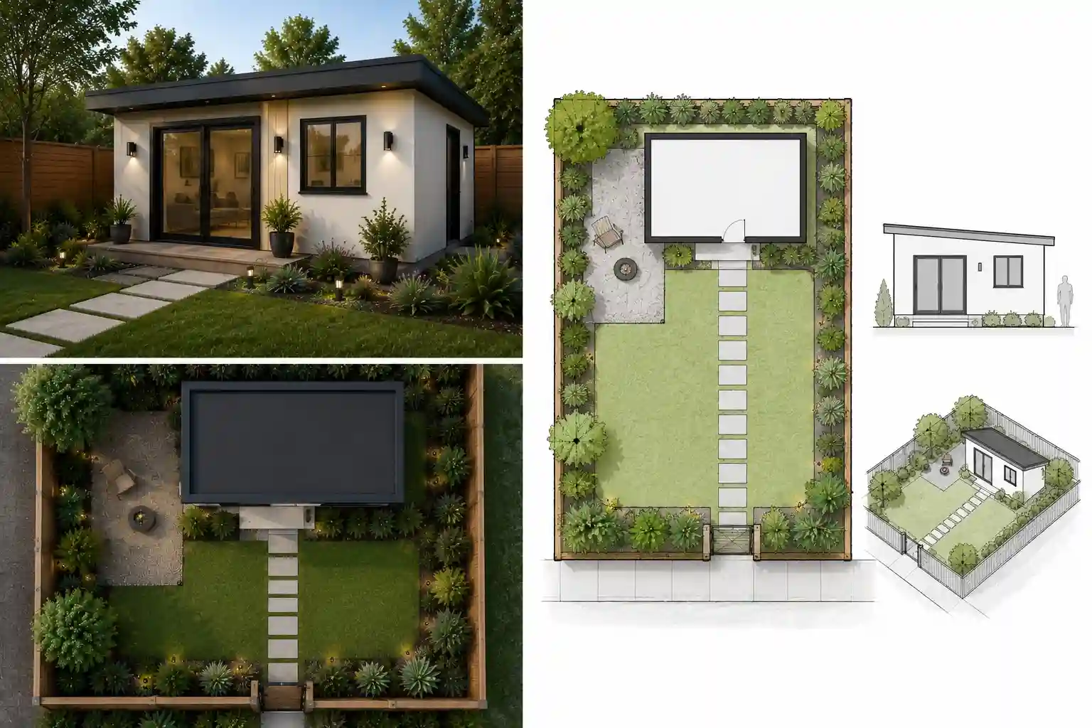 ADU Site Plan Florida SB 943 showing a Florida home with a detached backyard ADU and site layout.