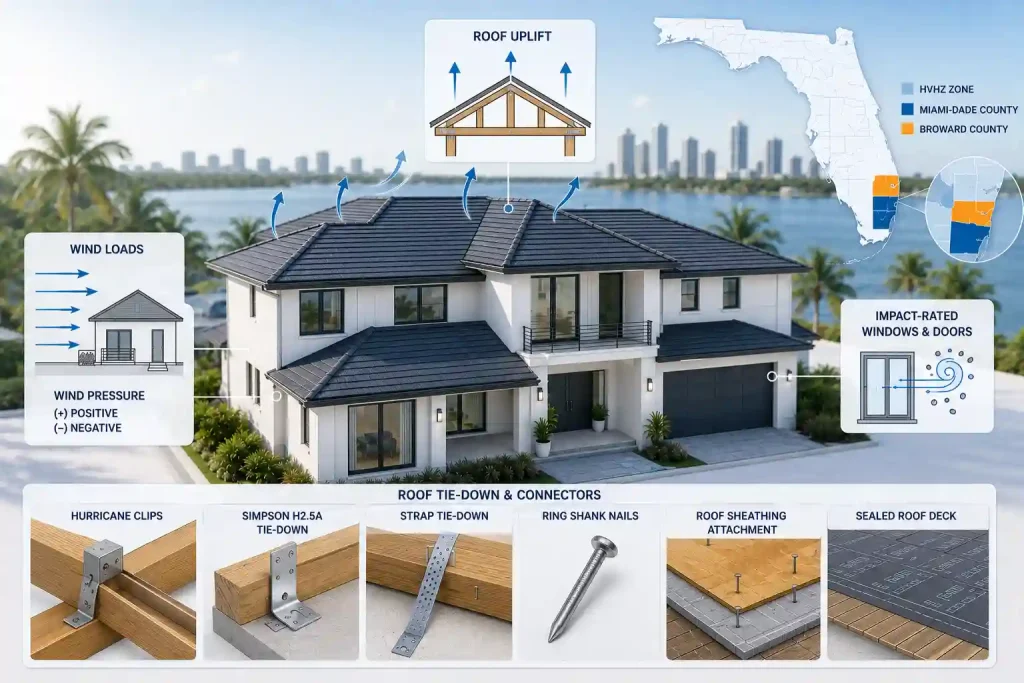 HVHZ roofing permit requirements with wind-resistant roof details