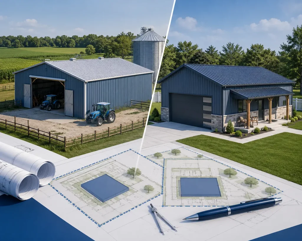 Site Plan for a Pole Barn or Metal Building: Agricultural vs Residential Rules