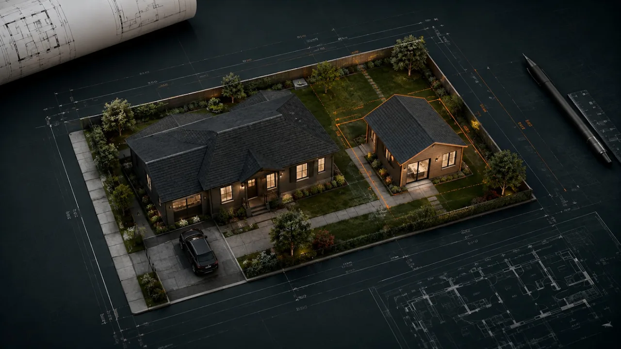 ADU permit plans with floor plan and elevations