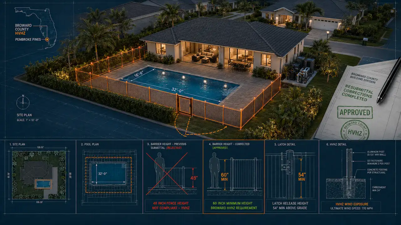 Pool permit correction drawing