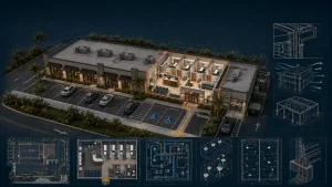 Commercial tenant improvement site plan for a Fort Lauderdale medical office showing ADA access, MEP systems, and HVHZ details.