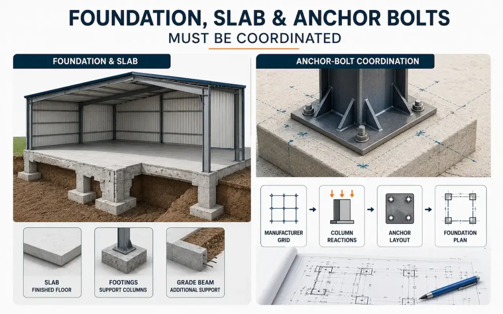 Texas metal building with site, foundation, structural framing, wind connection, and MEP permit drawings