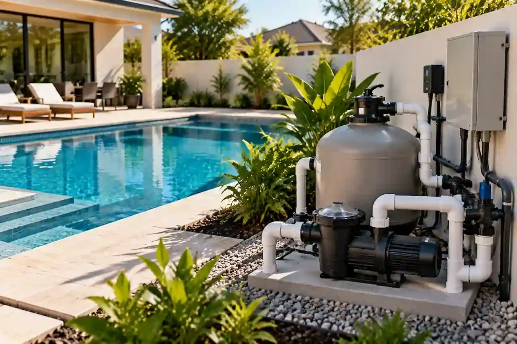 Pool equipment location planning for residential pool site plan for permit approval