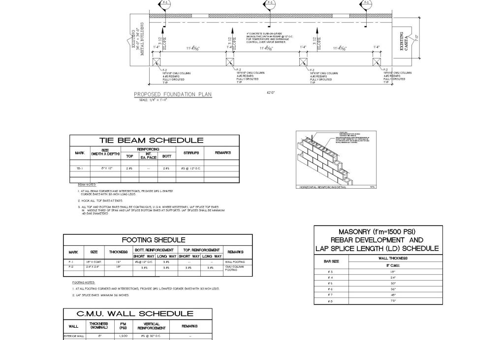 Anonymized sample drawing excerpt for 378 SF Covered Breezeway Structural and Roof Plans in New Smyrna Beach, Florida