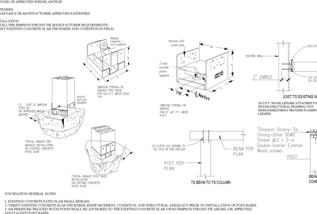 Anonymized sample drawing excerpt for 390 SF Wood-Framed Covered Porch Addition in Savannah, Georgia