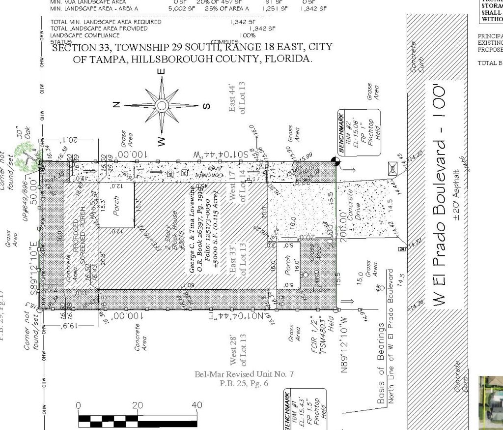 Screened Porch Site Plan, Coverage and Drainage in Tampa, Florida