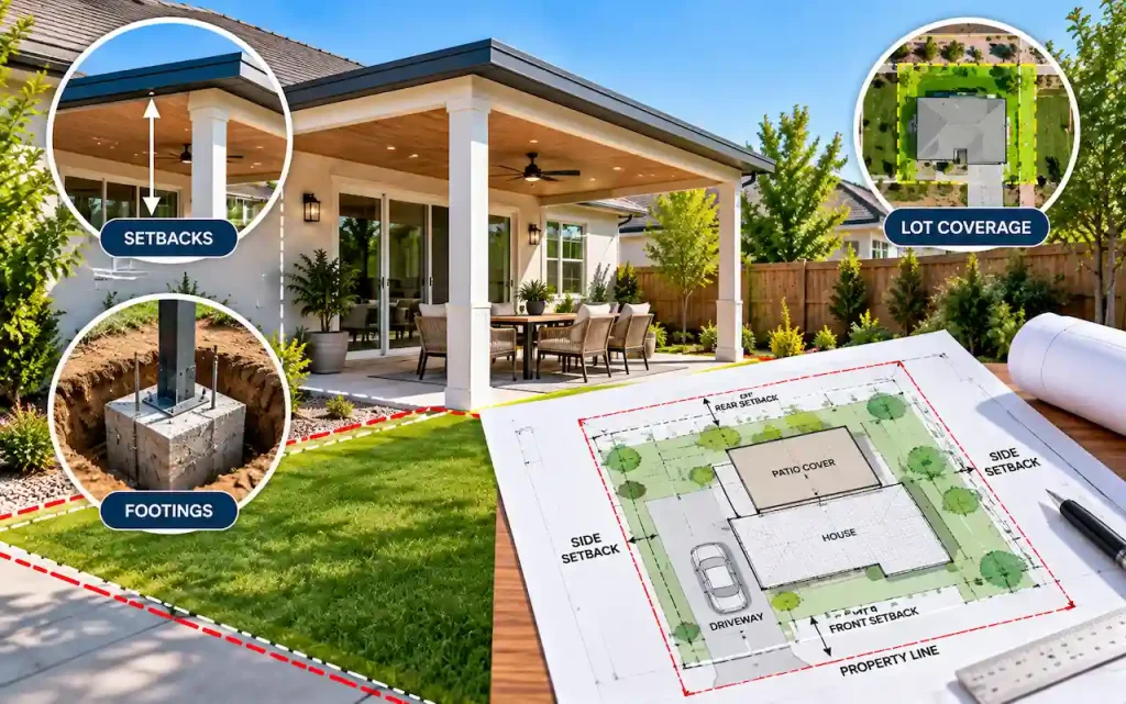 Site Plan for a Patio Cover Permit: Setbacks, Footings & Lot Coverage