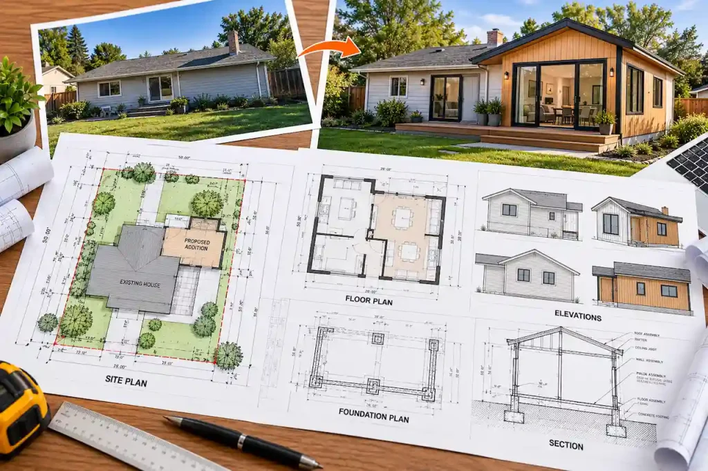 Home Addition Permit Plans: From Existing House to Approved Drawing Set