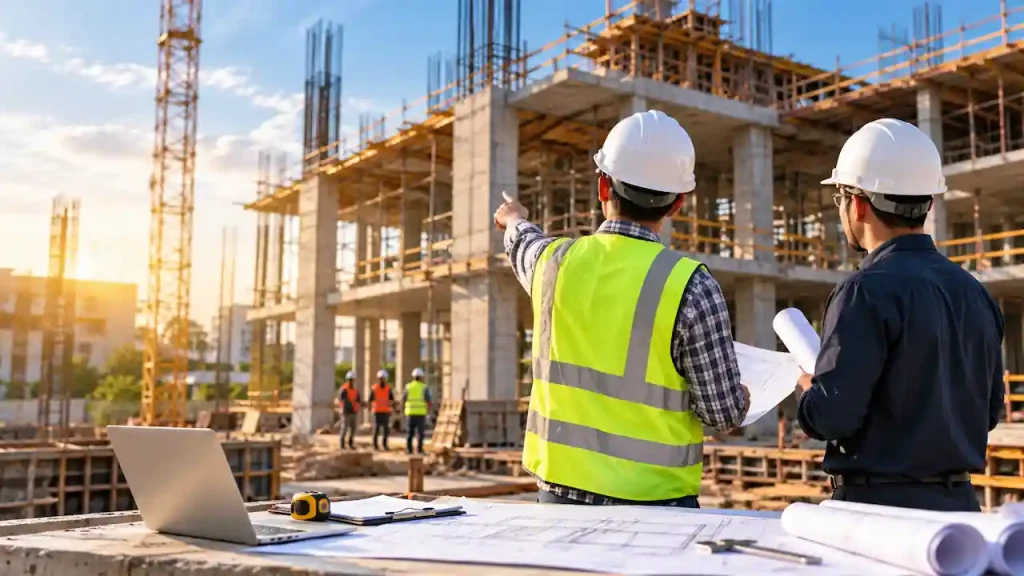 Structural engineer reviewing plans for a building permit